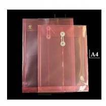 A4 透明有繩公文袋 - 紅色