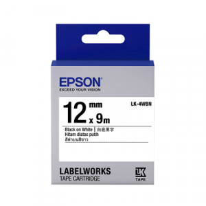 EPSON C53S654401 (LK-4WBN) BLACK ON WHITE 12MM LABEL