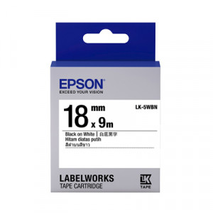 EPSON C53S655401 (C53S655501) (LK-5WBN) BLACK ON WHITE 18MM TAPE