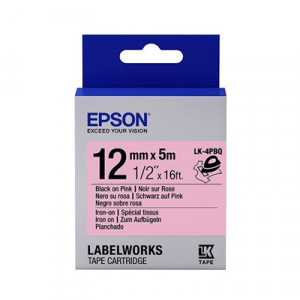 EPSON C53S654444 (LK-4PBQ) BLACK ON PINK 12MM TAPE