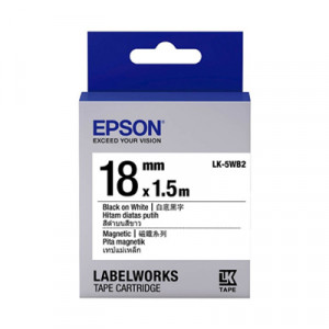 EPSON C53S655418 (LK-5WB2) BLACK ON WHITE 18MM LABEL CARTRIDGE MAGNET (WHITE)